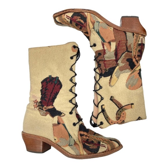 Greater LA Shoes - Vintage Greater LA Handmade Embroidery Cowboy Western Riding Boots Heeled 8.5